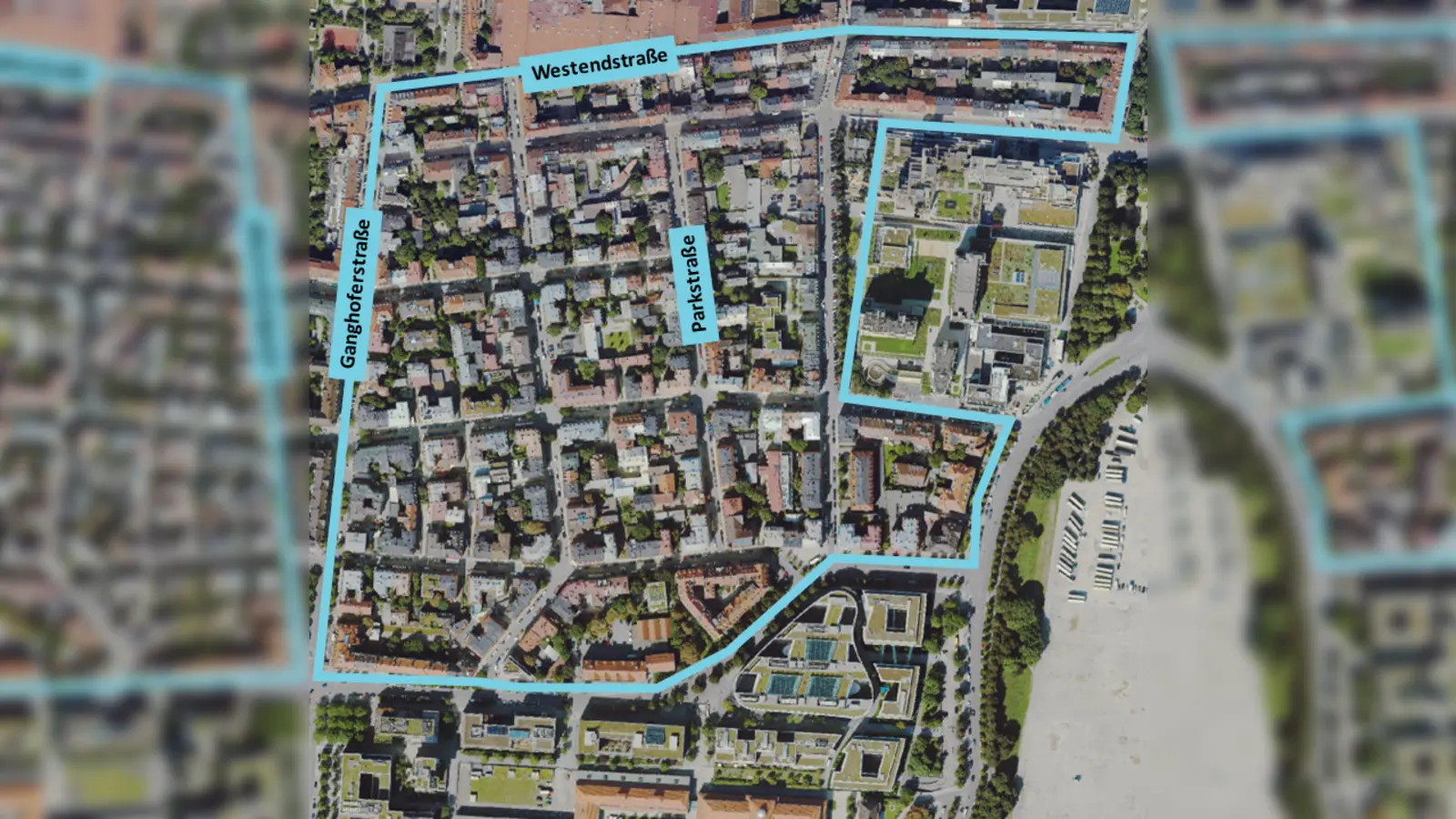 Die Gegend rund um die Parkstraße hat nun ein eigenes Quartiersbüro.  (Foto: RKU/GeoInfoWeb))