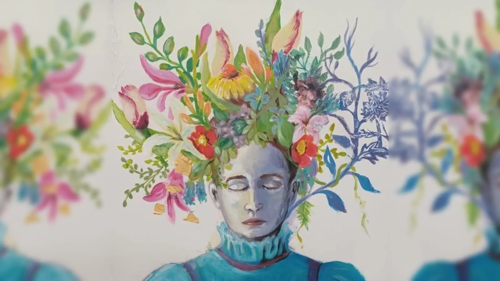 Die Künstlerin Minu Ghedina, die auch dieses Bild gemalt hat, wird während der Lesung eine Skulptur anfertigen.  (Foto: Minu Ghedina)