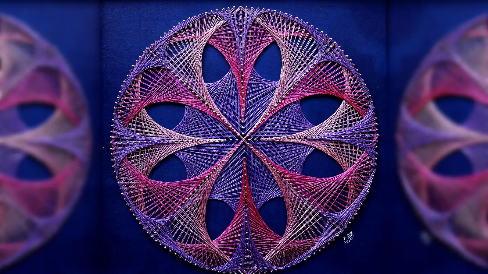 Das Titelbild der aktuellen Ausstellung ist dieses „Fadenbild” von Franz Still. (Foto: Künstlergilde Berg am Laim)