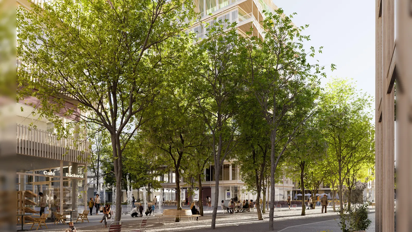 Platz für Begegnungen mit viel Grün soll das neue Stadtquartier schaffen. (Foto: Visualisierung Studio Blomen)