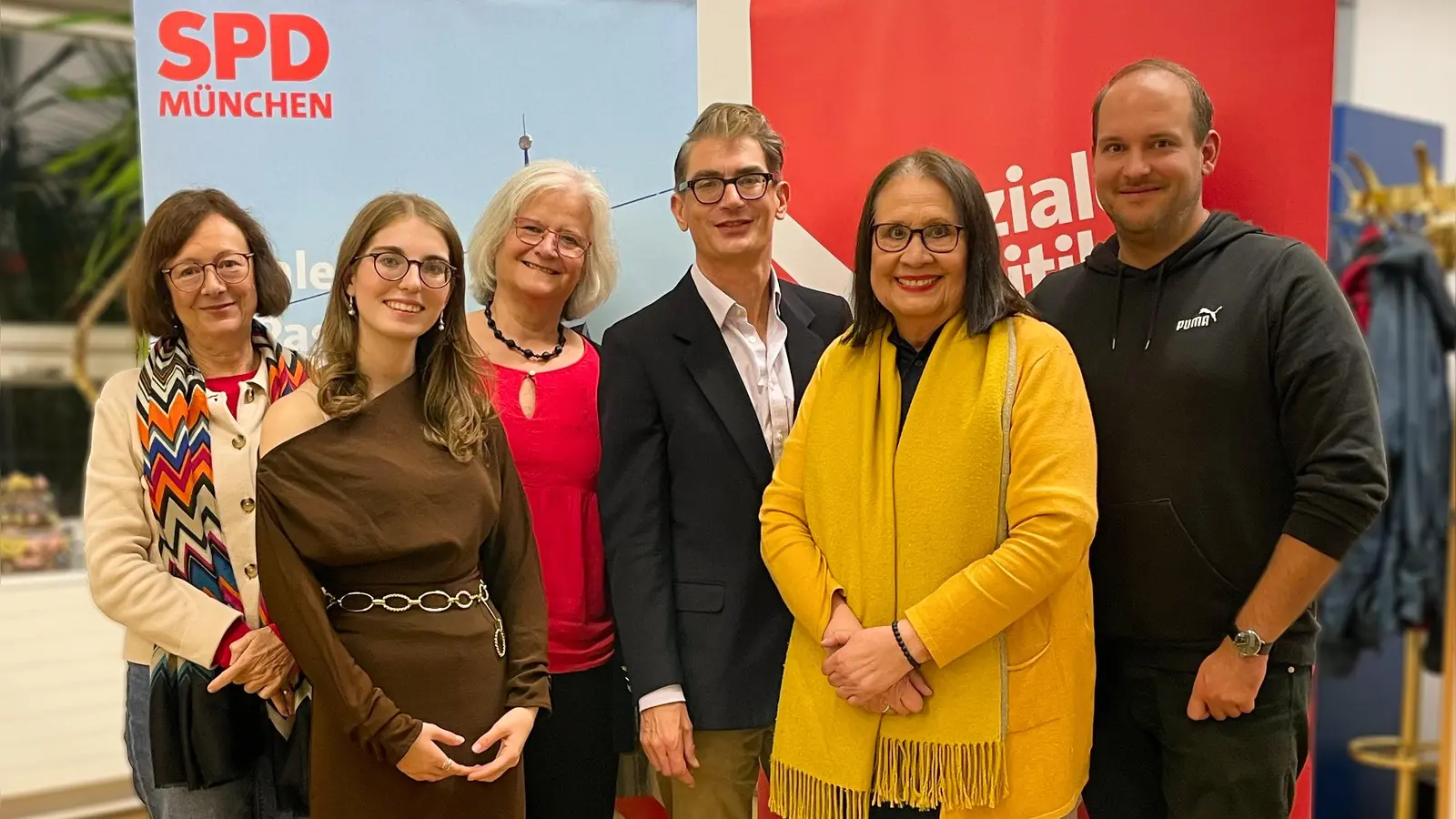 Martina Bischof, Amelie Heimpold, Franziska Messerschmidt, Raoul Koether, Graciela Cammerer und Leif-Ole Jacobsen (v. l.). (Foto: SPD)