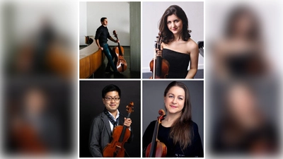 Jeanette Pitkevica (Violine), Dumitrita Gore, (Violine), Taihei Wada (Bratsche) und Jerar Yuzengidzhyan (Violoncello) spielen Werke von Rachmaninow, Dvorak und Borodin. (Foto: Jeanette Pitkevica)