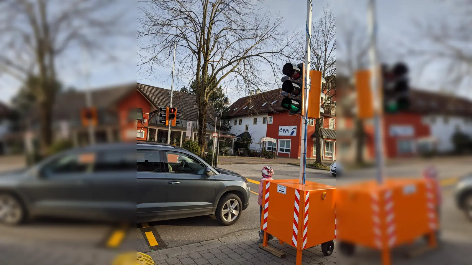 Vom Hallbergmooser Rathaus bis zur Kirche gab es bisher keinerlei Überquerungshilfe - eine über 1,5 Kilometer lange Strecke. (Foto: Jeannine Dressel)