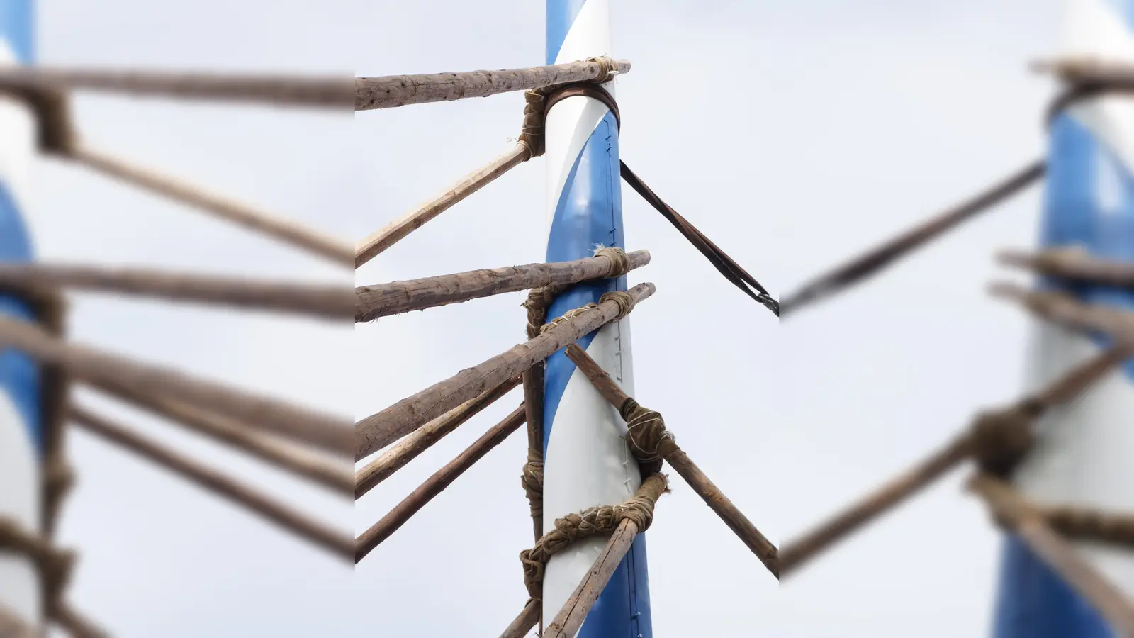 Die Burschen in Siegertsbrunn stellen ihren Maibaum noch händisch auf. Derzeit wird er fleißig bearbeitet und natürlich entsprechend gut bewacht. (Foto: hw)