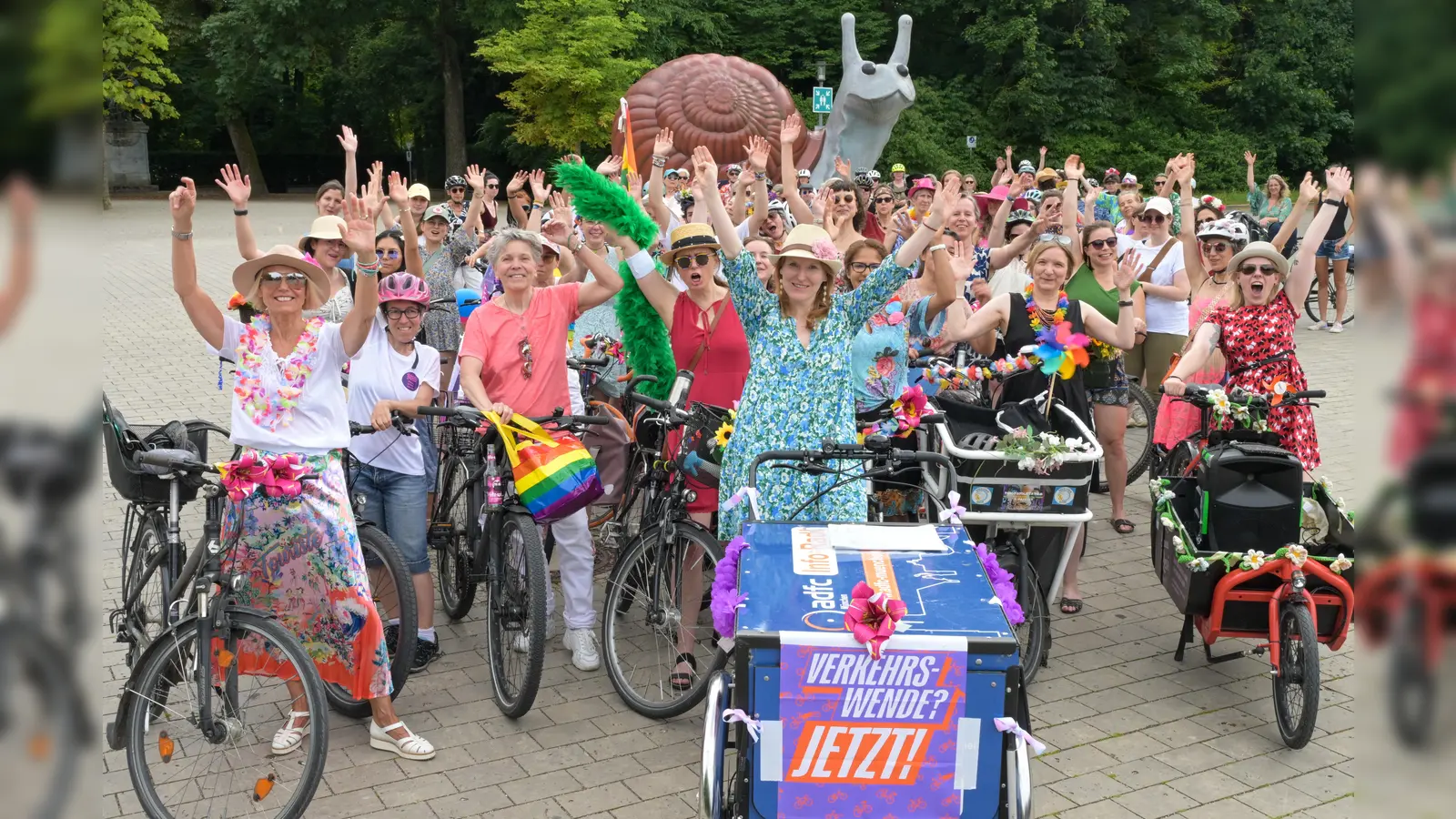 Der ADFC München lädt zur bunten Radldemo für Frauen ein. Los geht's am Schneckenplatz. (Foto: ADFC/Catherina Hess )