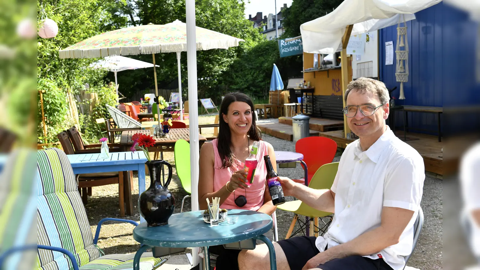 Initiatorin Xenya Jäger und Olaf Kranz, LeiterKreativ München, im „Im Dazwischen”. (Foto: Marcus Schlaf LHM)