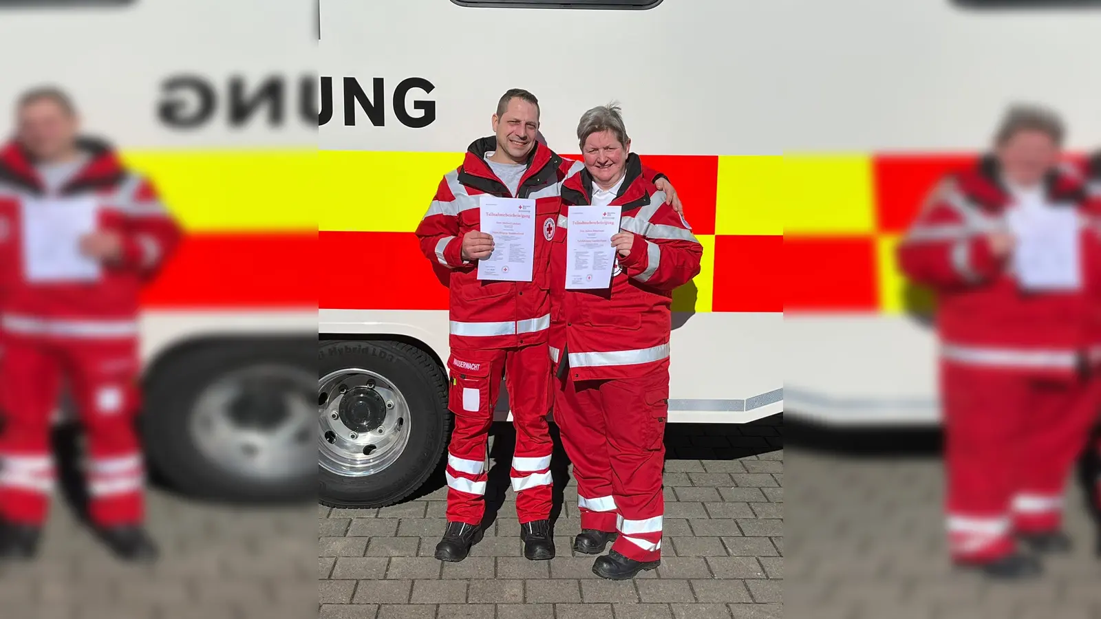 Andrea Häuslmeir und Mike Lindner haben sich zum Fachsanitäter fortgebildet (Foto: Wasserwacht)