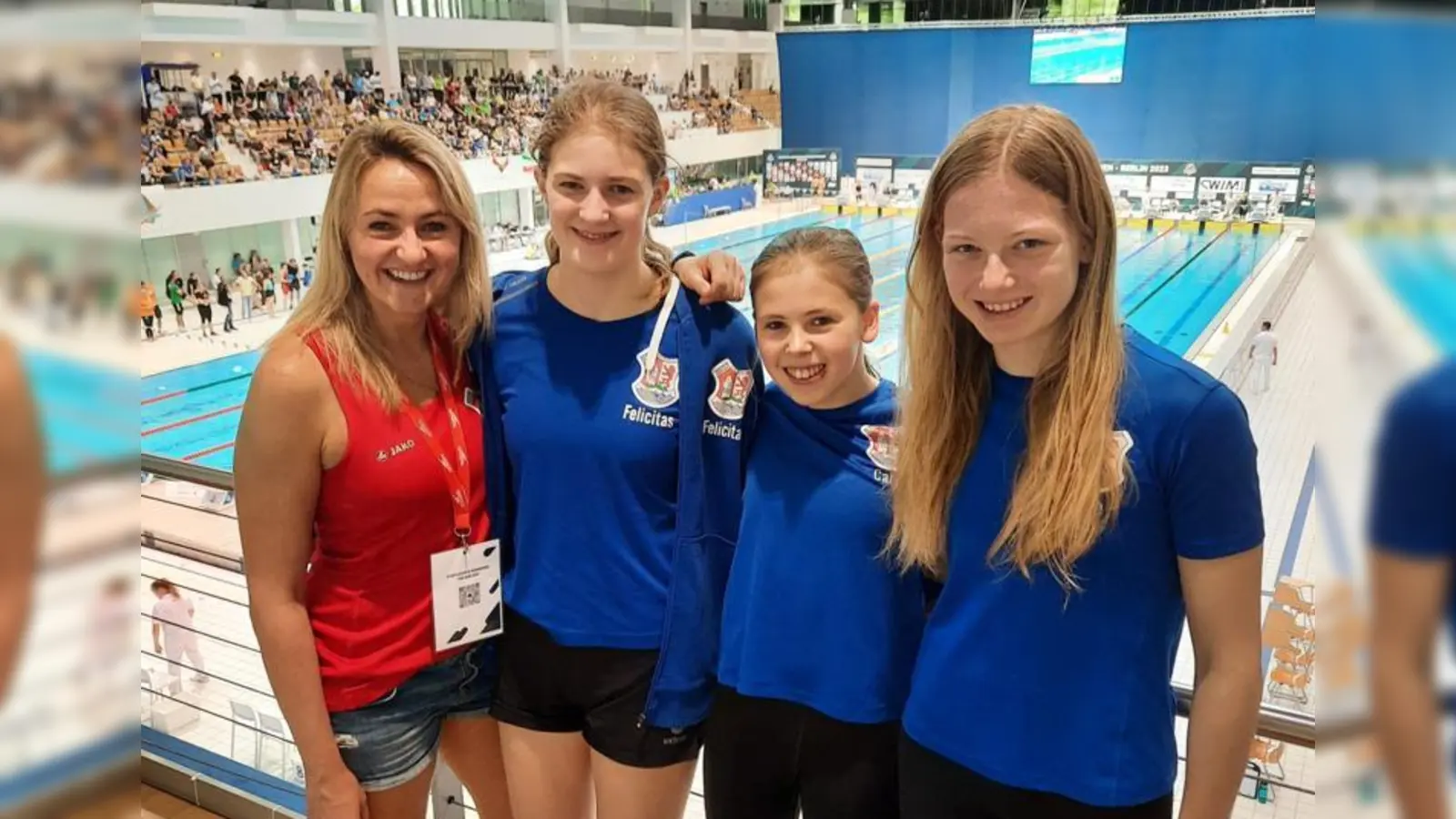 Berliner Impression: Trainerin Reni Willi mit Felicitas, Carys und Nike (v.l.). (Foto: SSG Neptun)